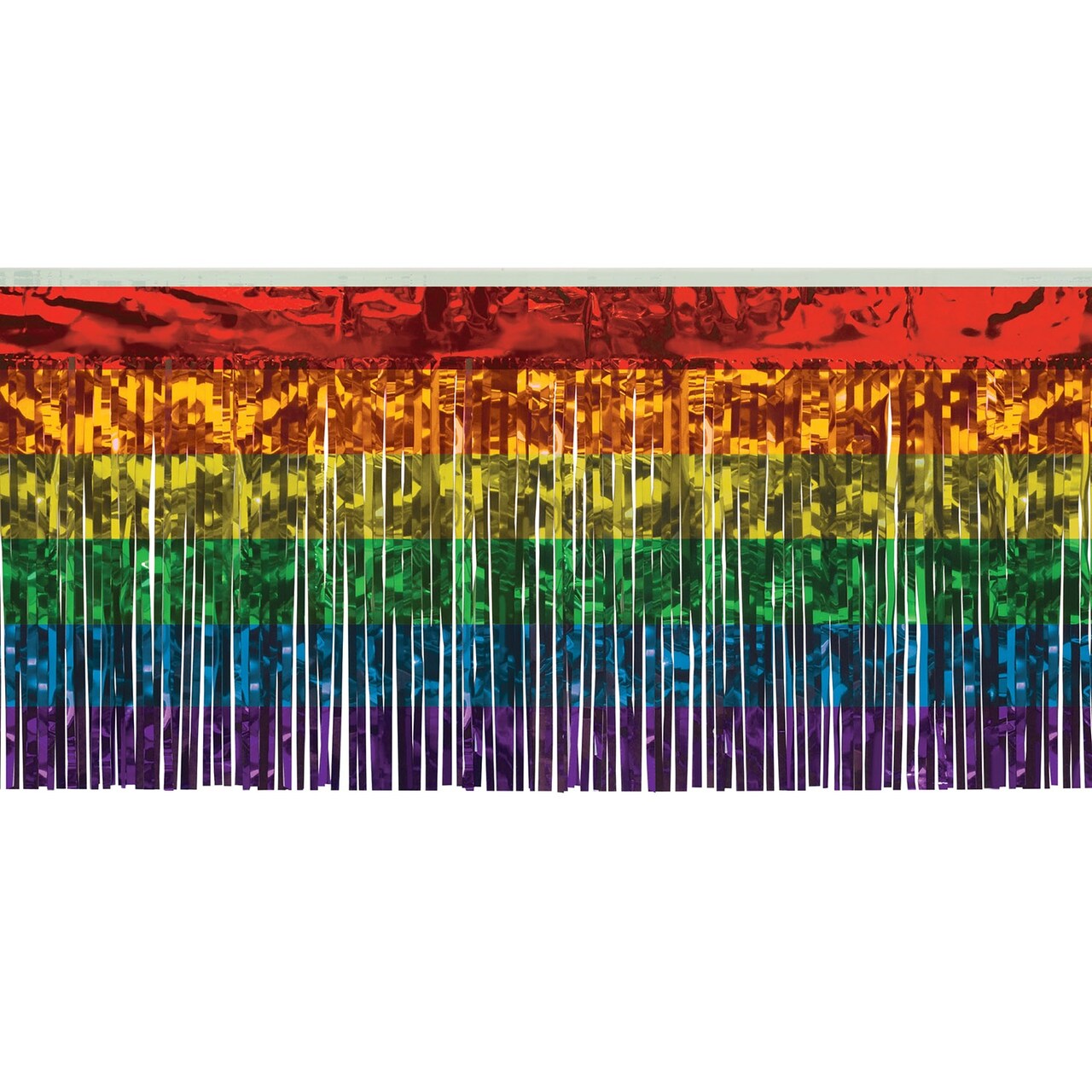 Beistle Set of 6 1-Ply Rainbow Metallic Fringe Entertainment Party Drape 10'